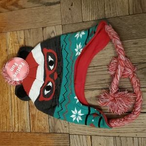 Winter Fleece lined kitty Cat Holiday earflap Cap Hat